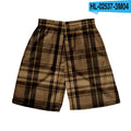 Men's plaid casual shorts with elastic waistband in straight cut design