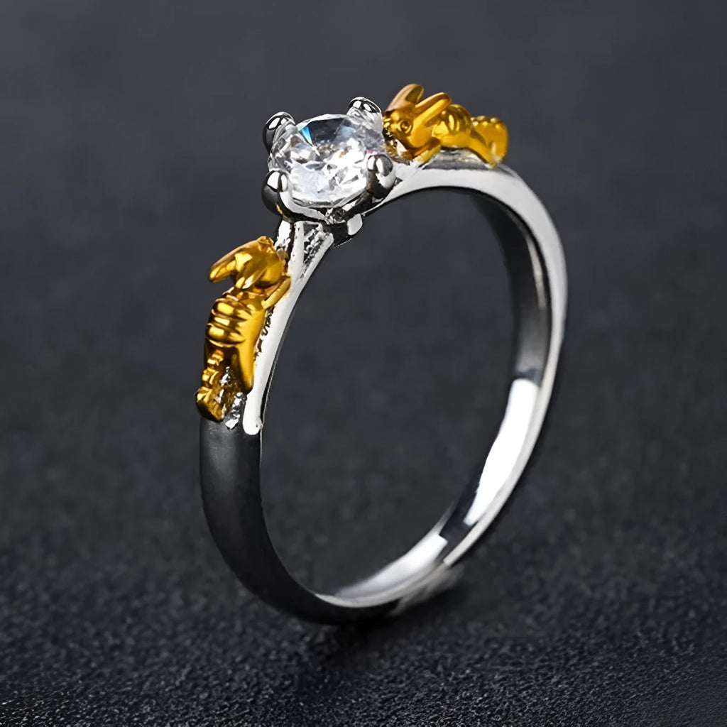 Black gold crystal crown cosplay ring made from copper, showing crown modelling.