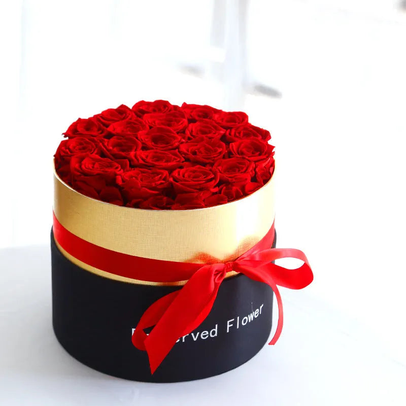 Preserved real rose flower in a luxury gift box with hand-crafted blooms