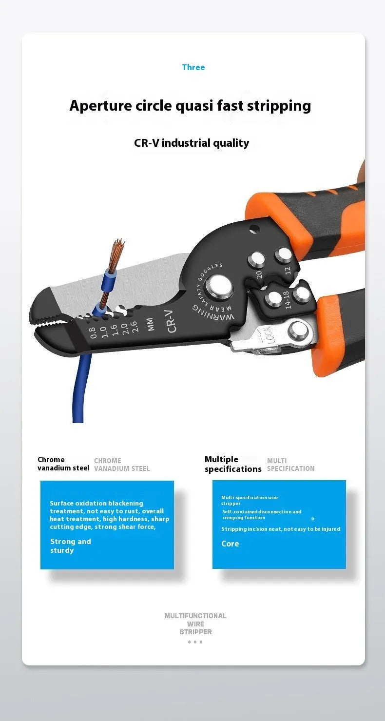 Fully automatic electrician wire stripping pliers tool with box