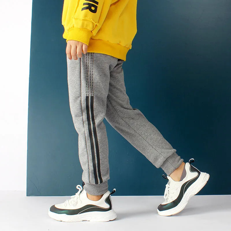 CUHK Kids' cotton mosquito pants in yellow grey and black with elastic waist for children