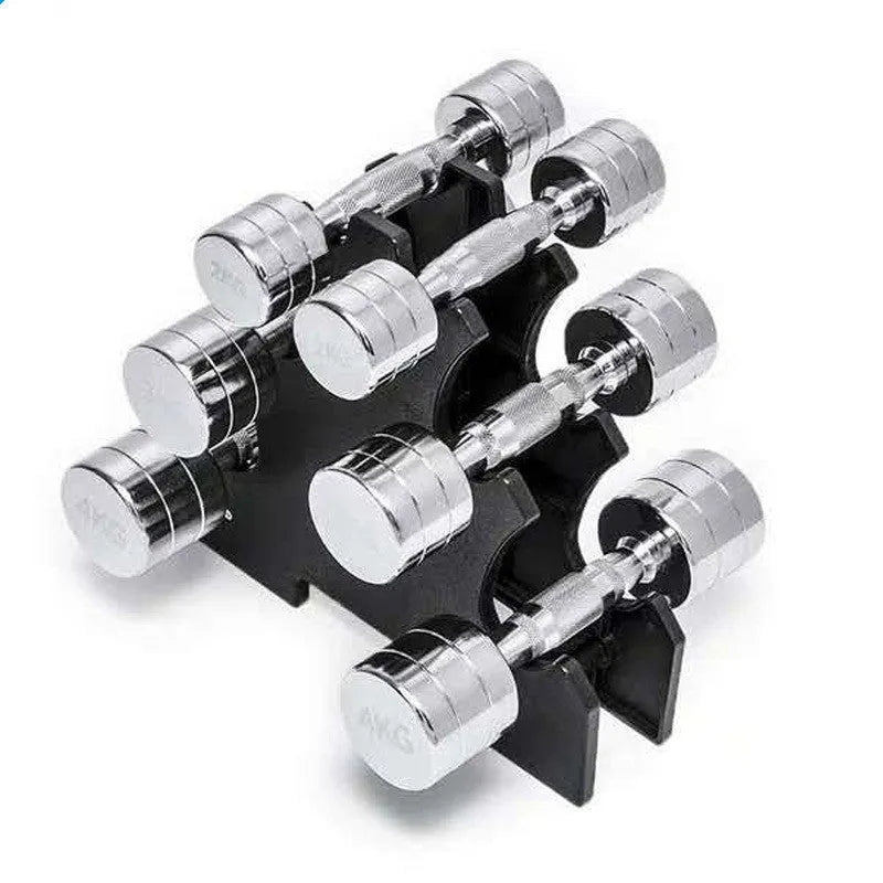 Silver pure steel electroplated 1kg dumbbell with ergonomic handle