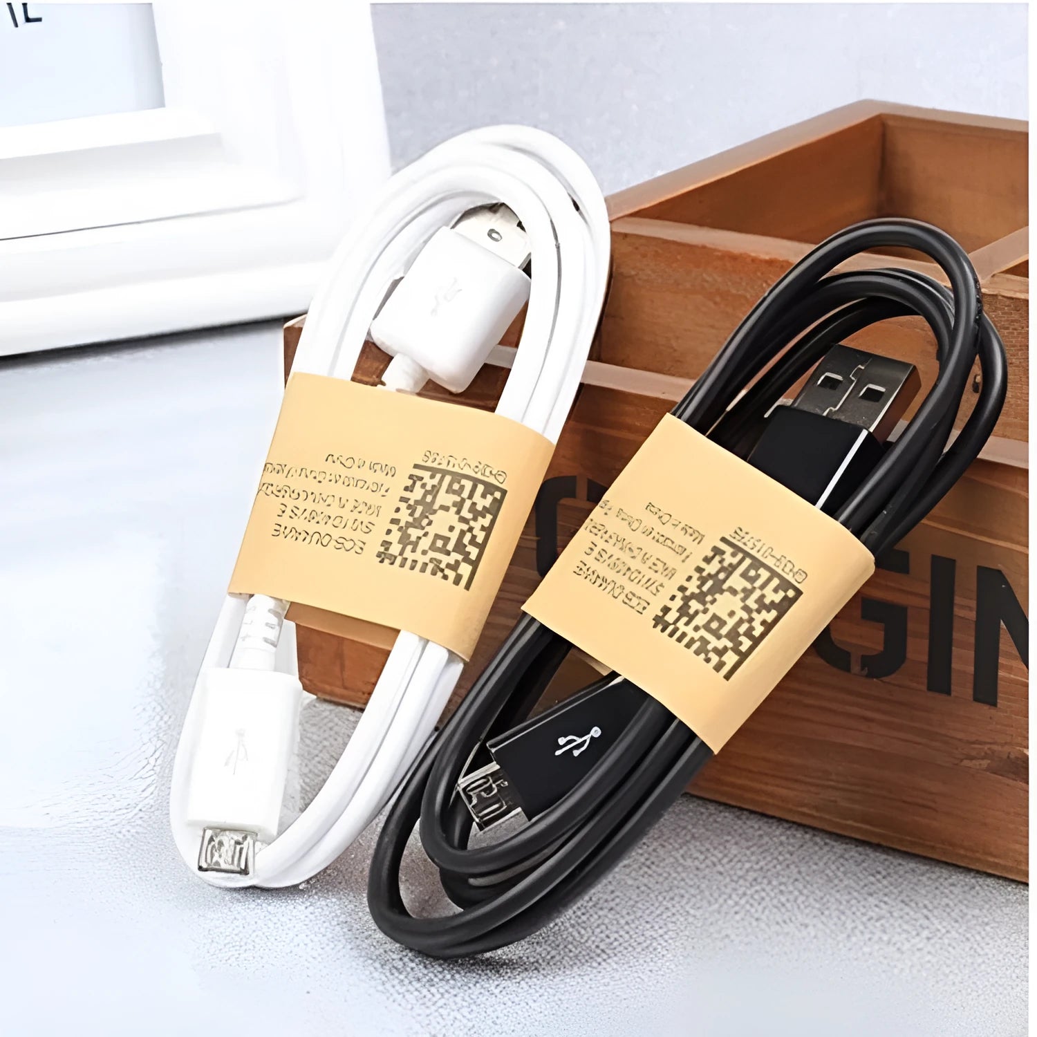 Black or white 1m Micro USB data cable for charging Android phones and tablets