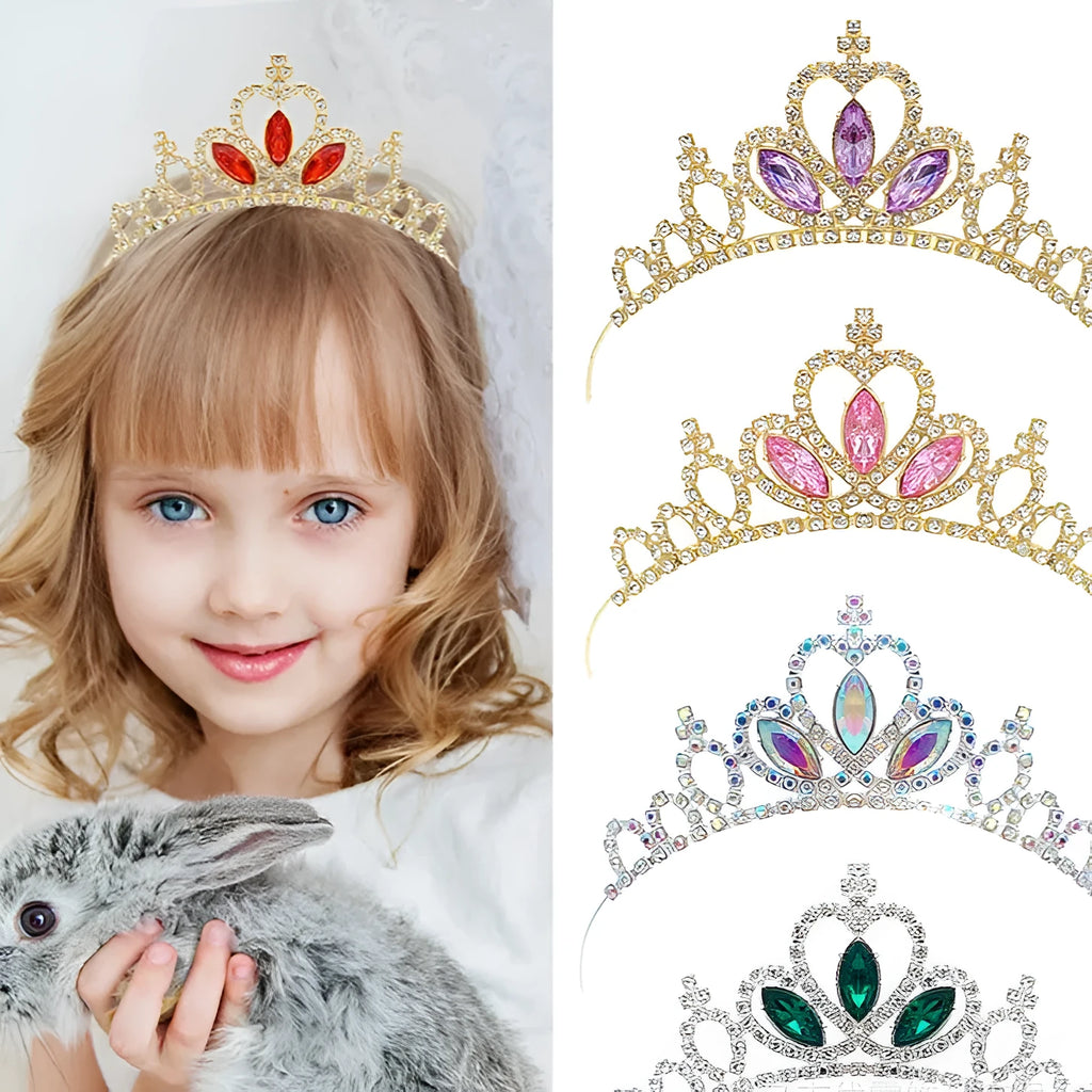 Alloy princess crown with electroplated diamond finish in gold and silver colour variations