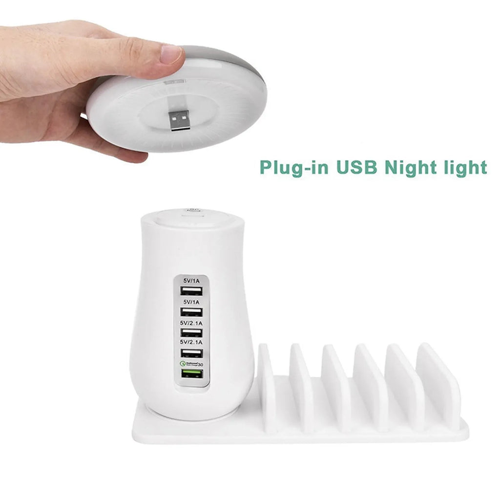 Besegad mushroom-shaped USB charging station with LED light and five ports