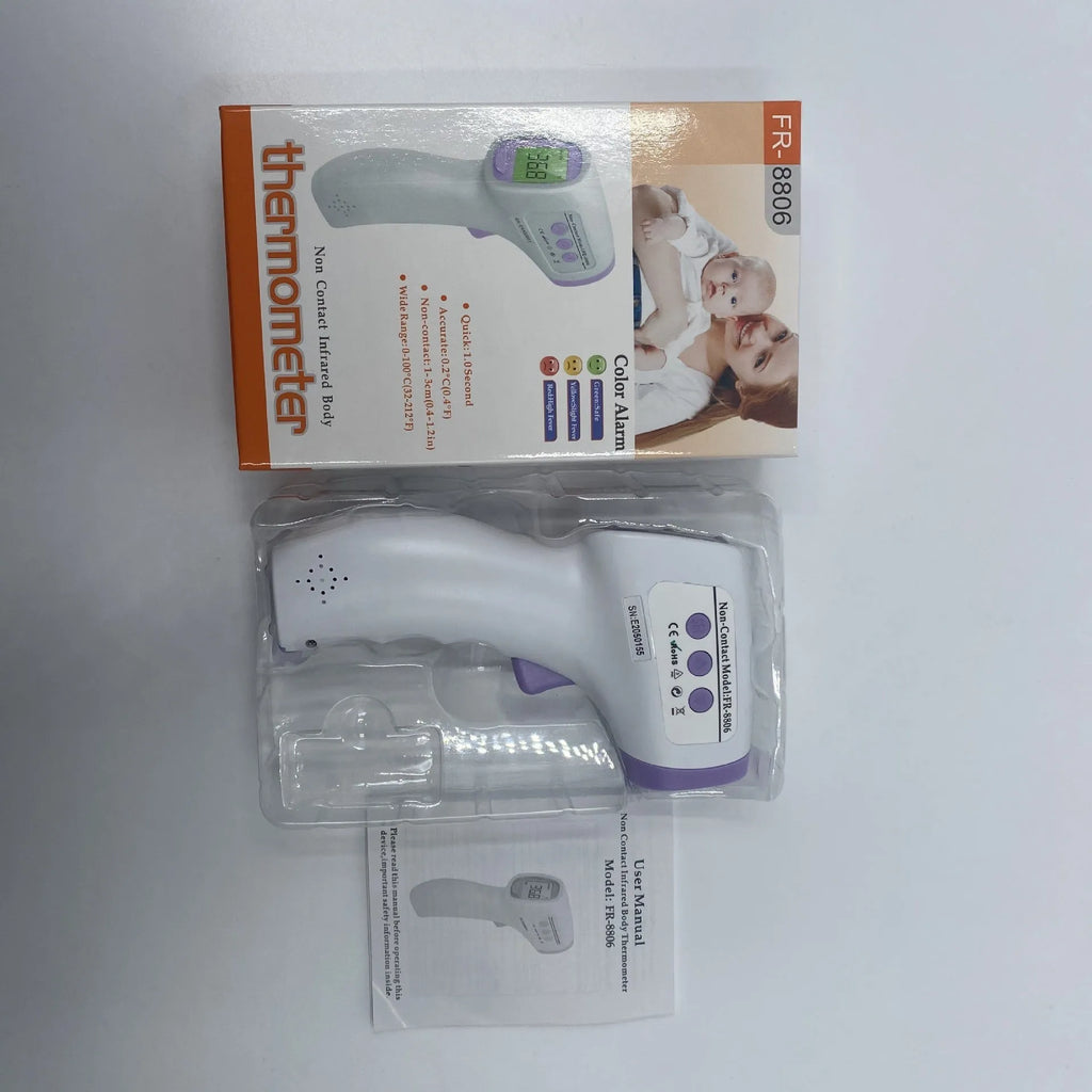 White digital non-contact thermometer with LCD screen for temperature measurement