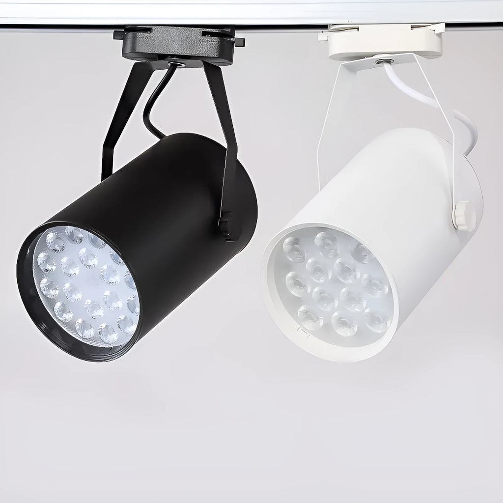 LED track spotlight in black and white aluminium shell options for store display lighting