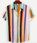 Hawaiian floral print short sleeve shirt in cardigan style with digital printing on elastic polyester fabric