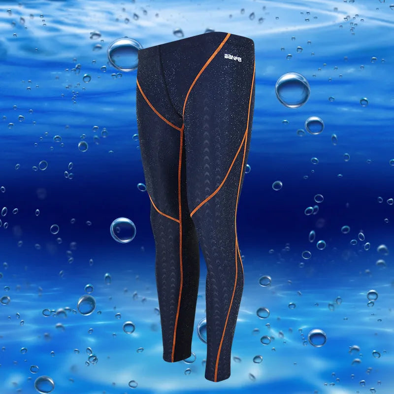 Men's black and green line nylon cropped swimming trunks with brief style for sports and fitness