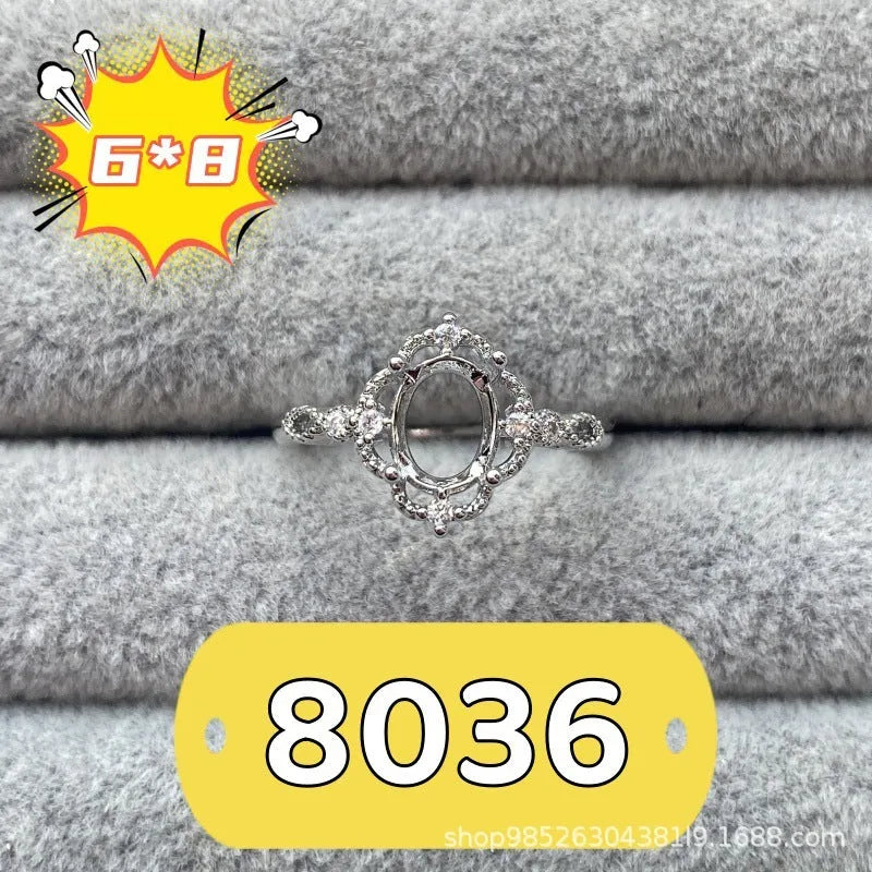 Oval open-mouth copper ring with a central 6x8mm five-pointed star stone ornament in Korean style.
