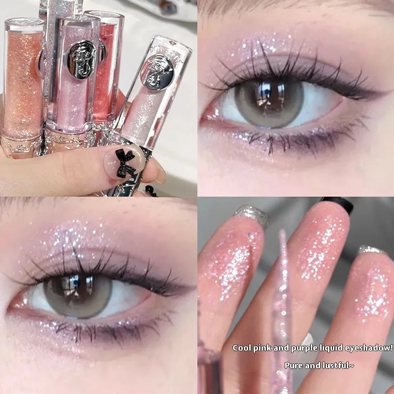 Ballet Liquid Eye Shadow product showing five colour options: Sakura Field, Doll Log, Butterfly Paradise, Nutcracker, and Pillow Fairy Tale