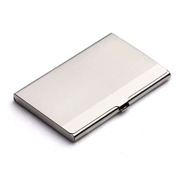 304 stainless steel geometric business card case with laser sculpture detailing