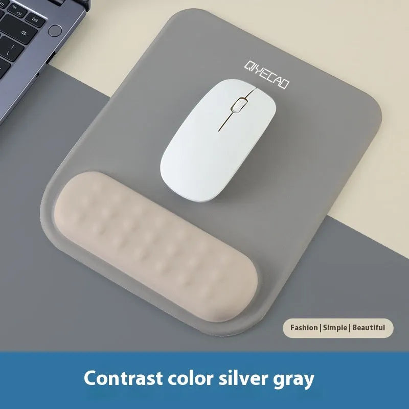 Ergonomic cloth silicone mouse pad with raised wrist support in Silver Gray colour
