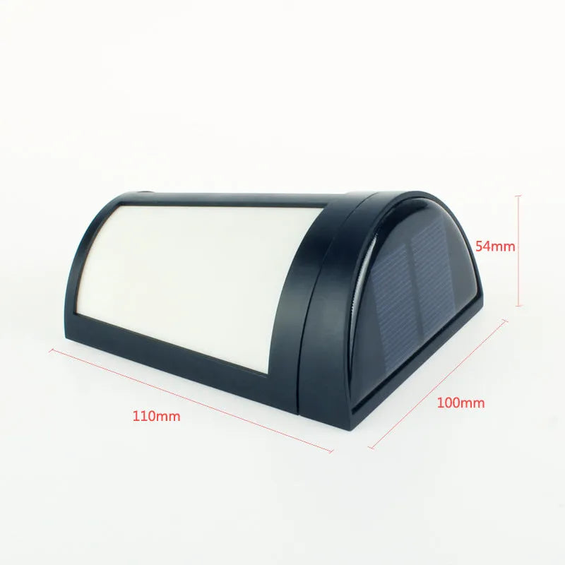 Solar-powered outdoor wall lamp with LED lights and sensor control for garden and courtyard illumination
