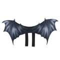 Black cloth bat wings Halloween costume for pets showing three size options: 64cm, 55cm, and 40cm wingspan