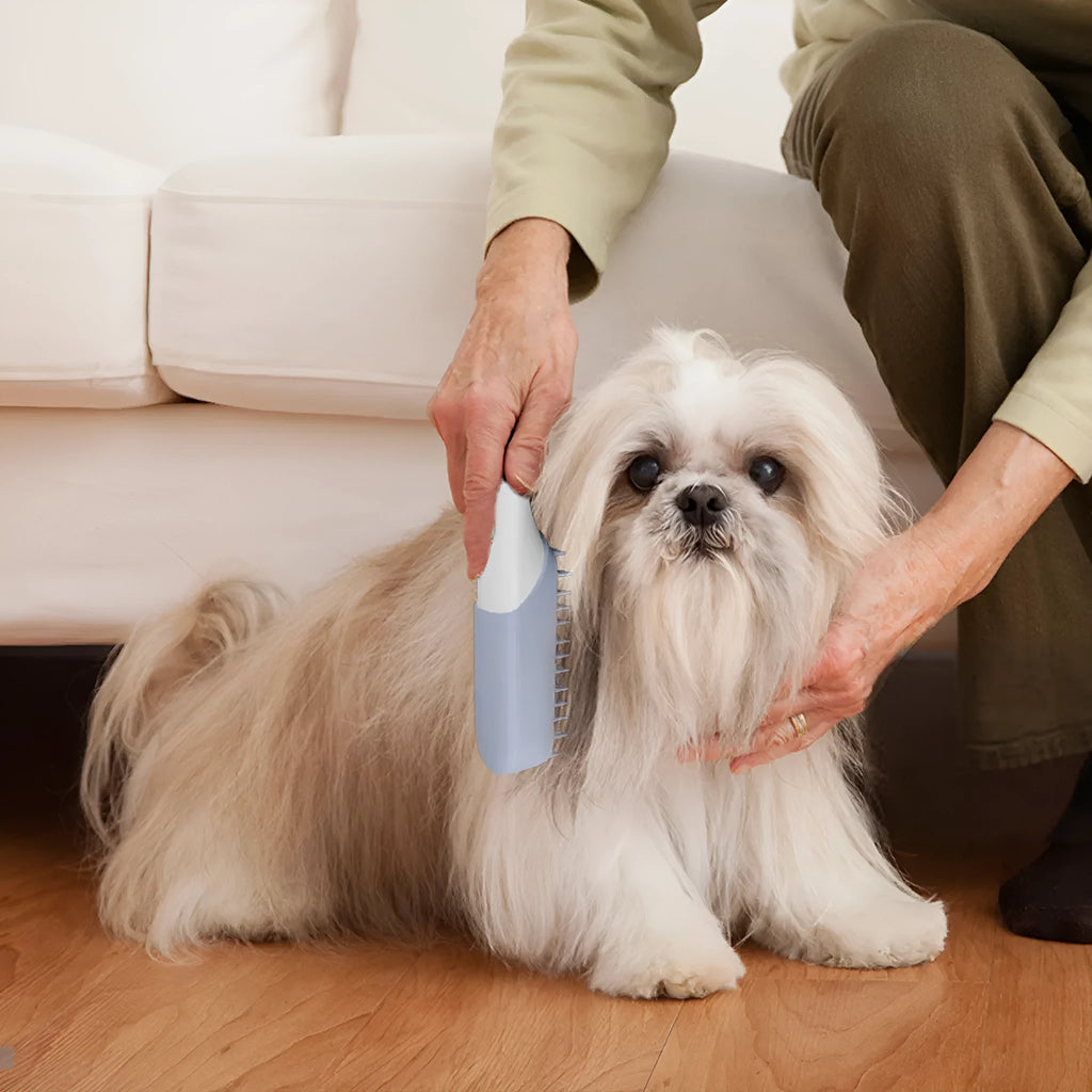 Blue pet silicone massage brush with ozone sterilisation comb for dog grooming, ABS handle