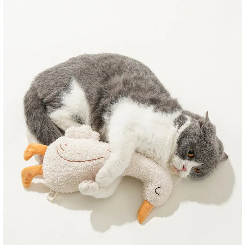 Cartoon plush dog chew toy in fox or duckling design with sound paper squeaker