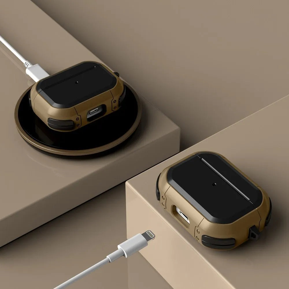 AirPods 1 2 Pro protective shell case in multiple colours including black, pink, and army green.