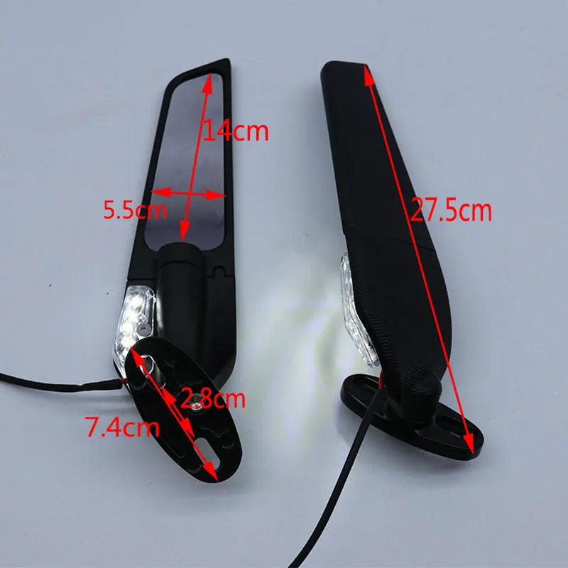 Yellow motorcycle rearview mirror spoiler with convex reflector lens and aluminium alloy housing