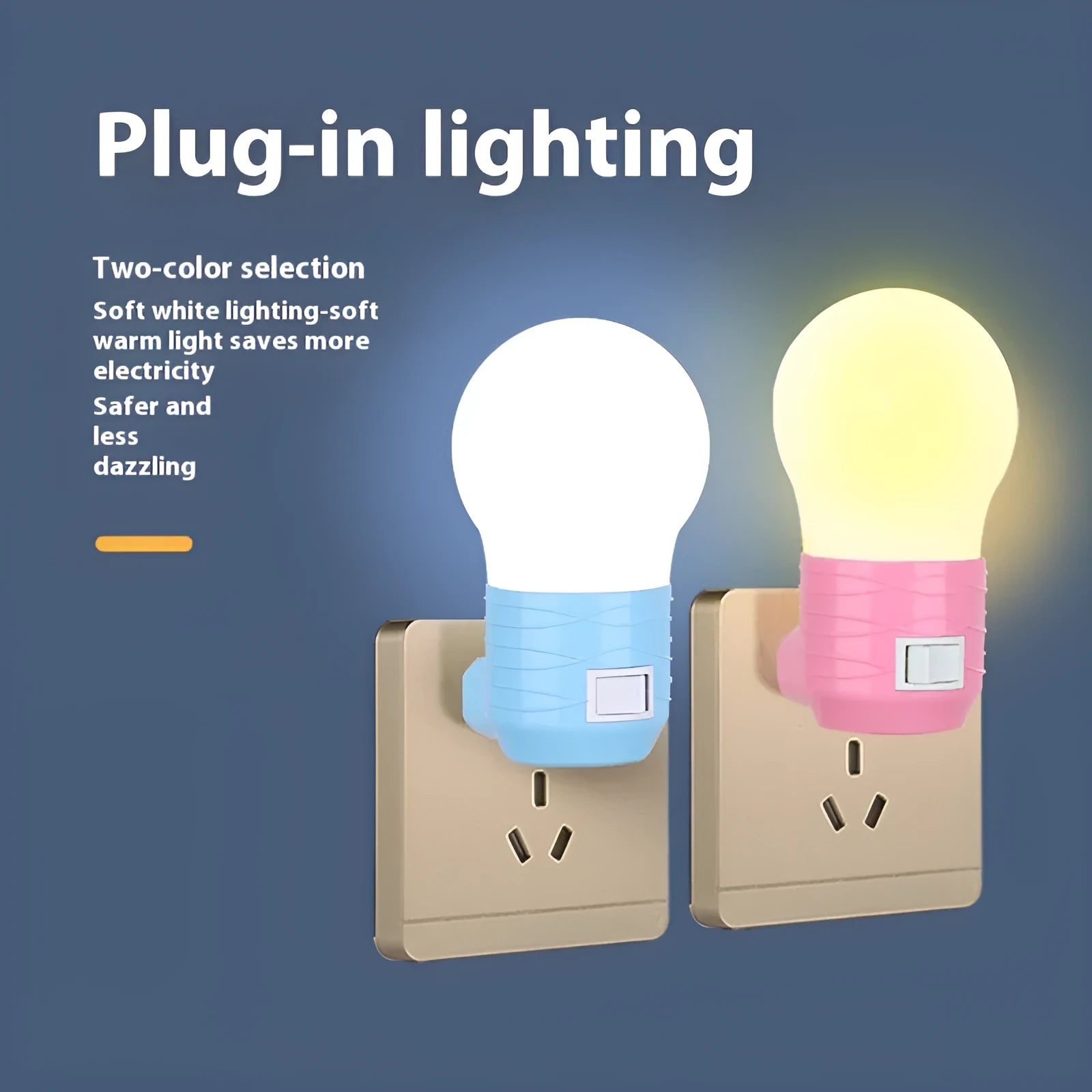 Plug-in bedside baby feeding lamp in round modern design with colour shell options