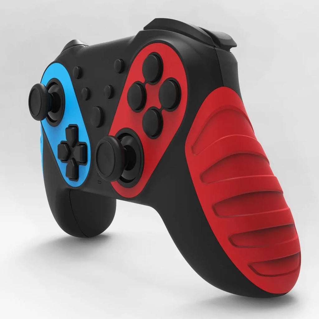 Red and blue wireless Bluetooth gamepad for Nintendo Switch and PC on a table