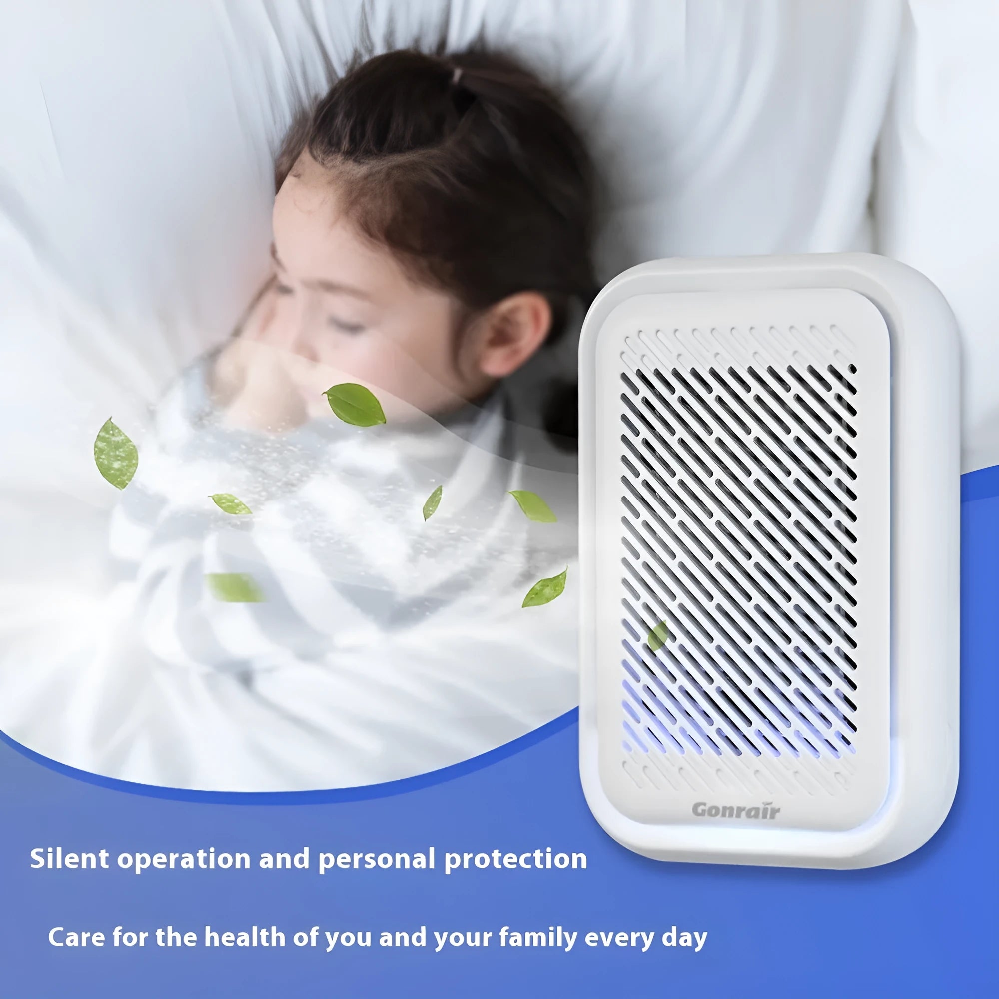 White wall-mounted air purifier with filter screen for rooms under 10 square metres