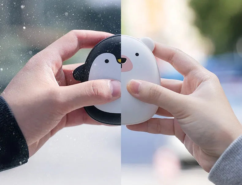 Cartoon penguin polar bear design USB rechargeable hand warmer with power bank functionality
