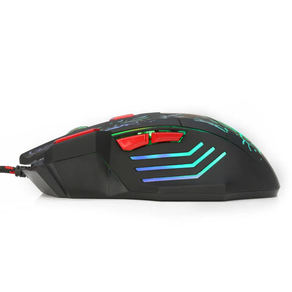 H300BK coloured gaming mouse with colourful LED lights and ergonomic design on desktop