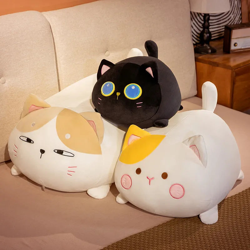 Soft plush cat doll stuffed toy PP cotton filling short plush yellow light brown black 35cm 50cm 70cm