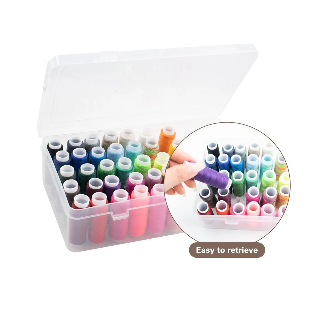 Transparent plastic embroidery storage box with 42 compartments for thread and bead organisation