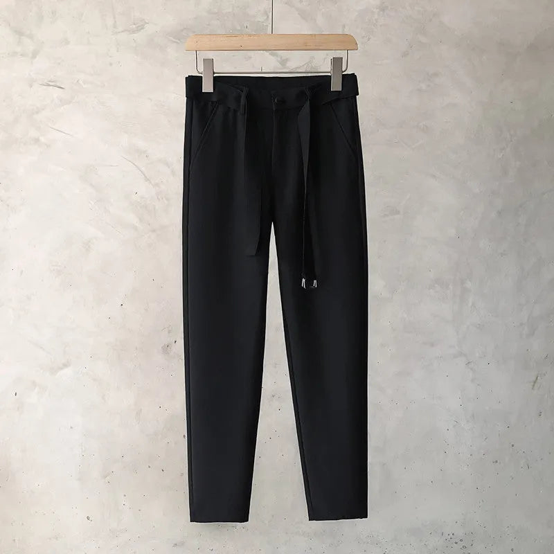Boys slim straight wool trousers in black, white, dark grey and light grey colours