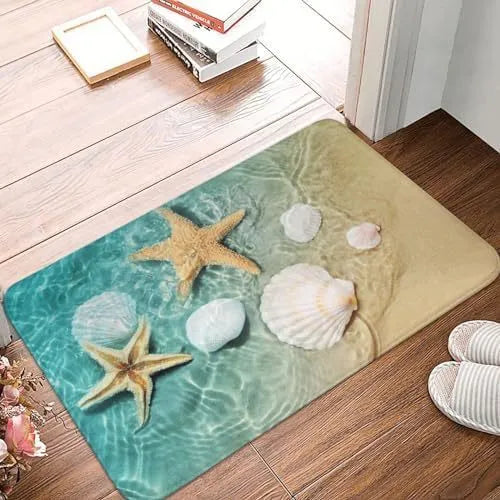 Flannel floor mat in strawberry design showing square shape and polyester fibre texture