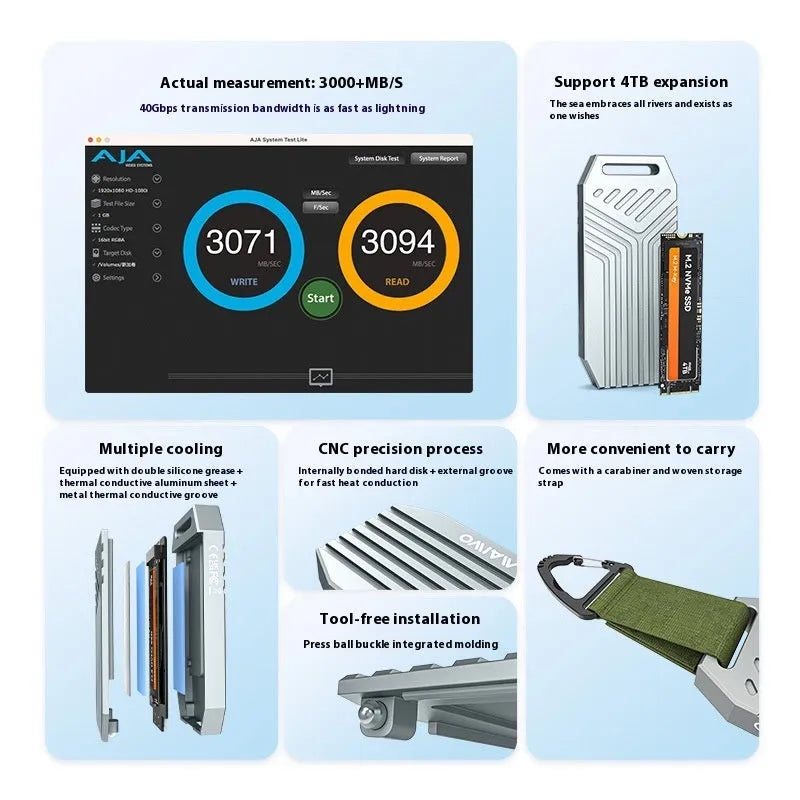 Thunderbolt 4 M.2 NVMe SSD external aluminium enclosure with optional cooling fan