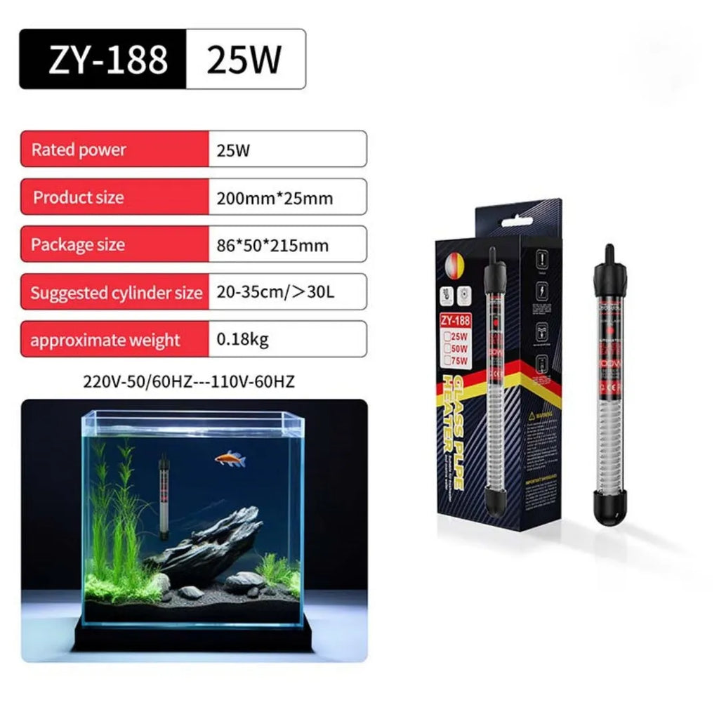 Fish tank glass pipe quartz heater with thermostat for aquarium, explosion-proof design, multiple wattages