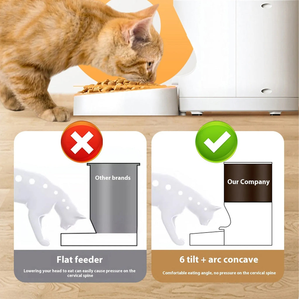 White smart visual pet feeder with 2K HD wide-angle camera and food tray for dogs and cats