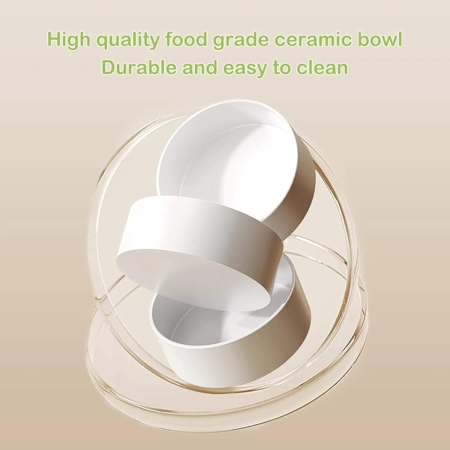 Green ceramic elevated cat bowls with 15-degree tilted stand for food and water