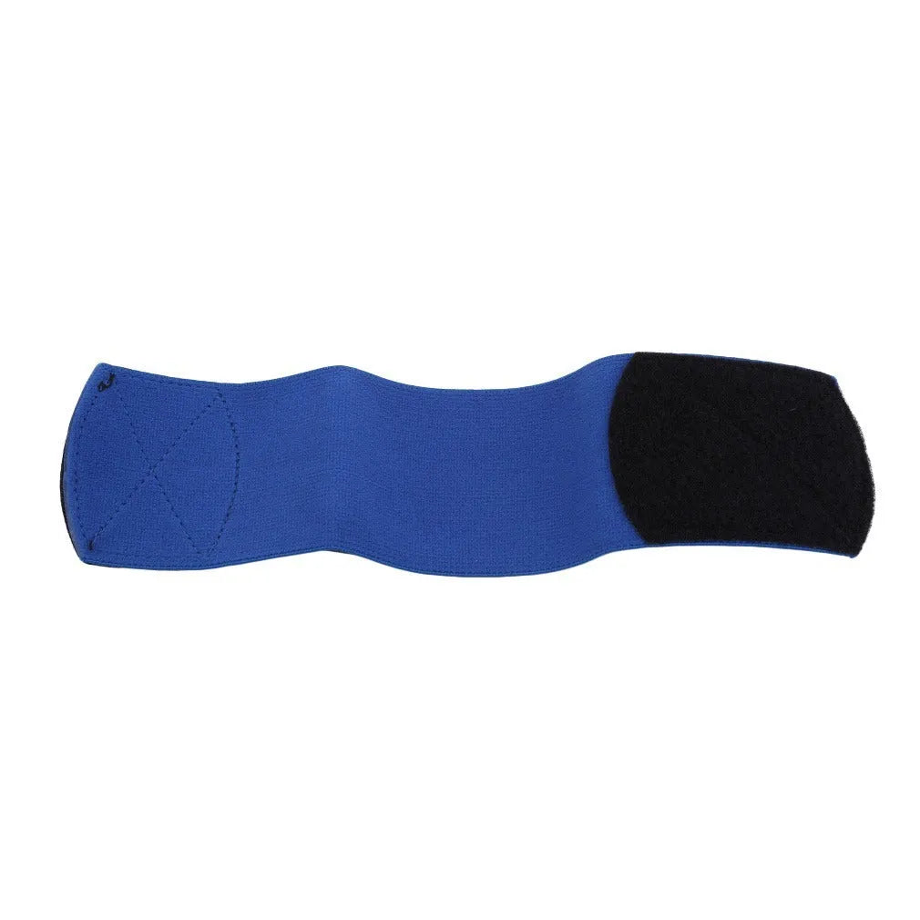 Red rubber shin guard tape belt for football and sports, shown at full 250mm length.