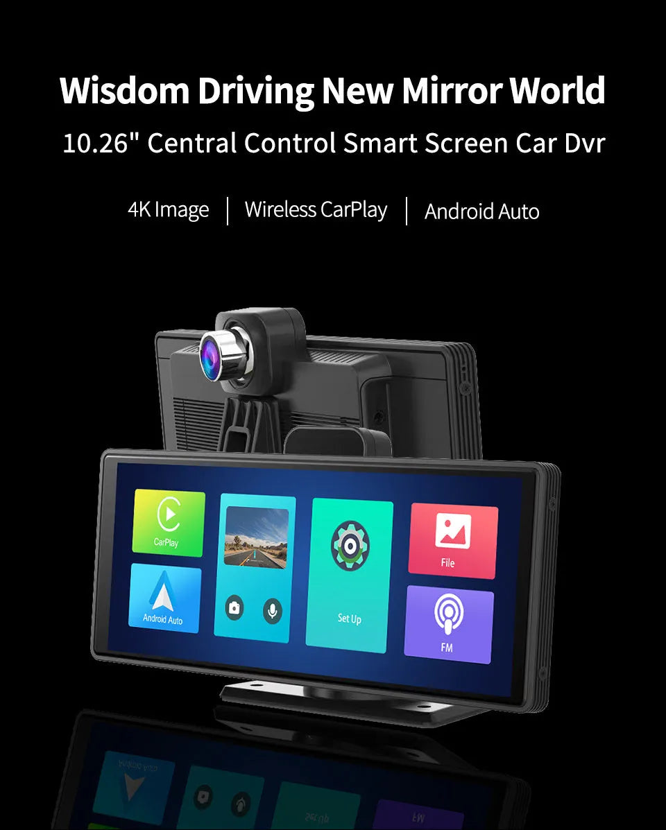 12-inch touch screen car DVR unit with front and rear cameras for vehicle recording