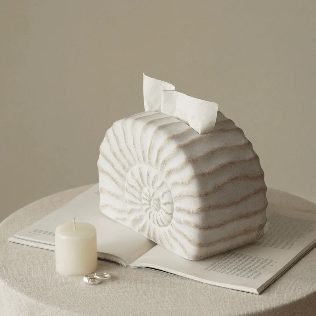 Creative Conch Ramble coloured resin decorative tissue box with modern simplicity design.