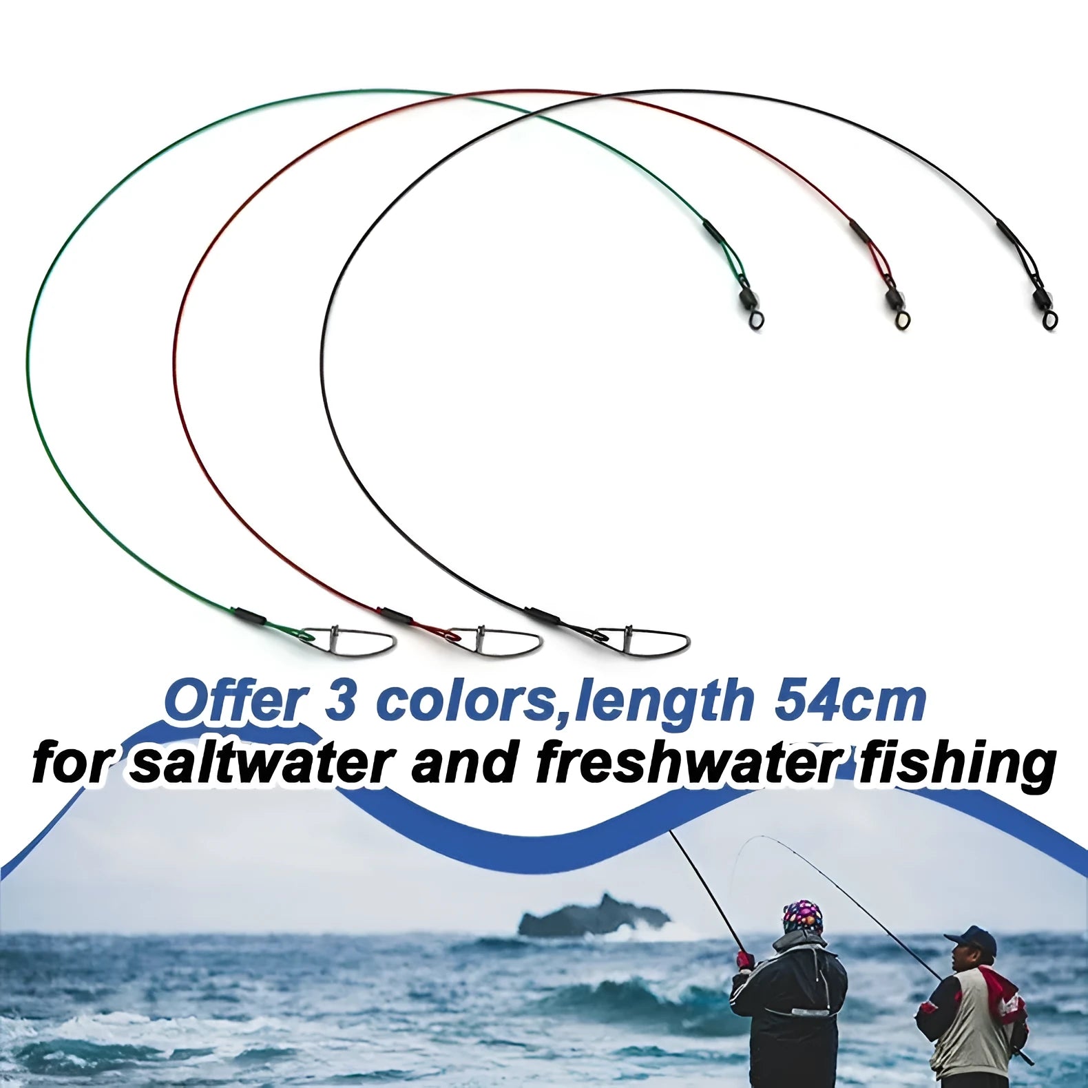 Anti-bite steel wire double buckle pin fishing gear accessories in green black red colours