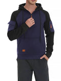 Men's pullover hoodie with front zipper in khaki showing hood and long sleeves