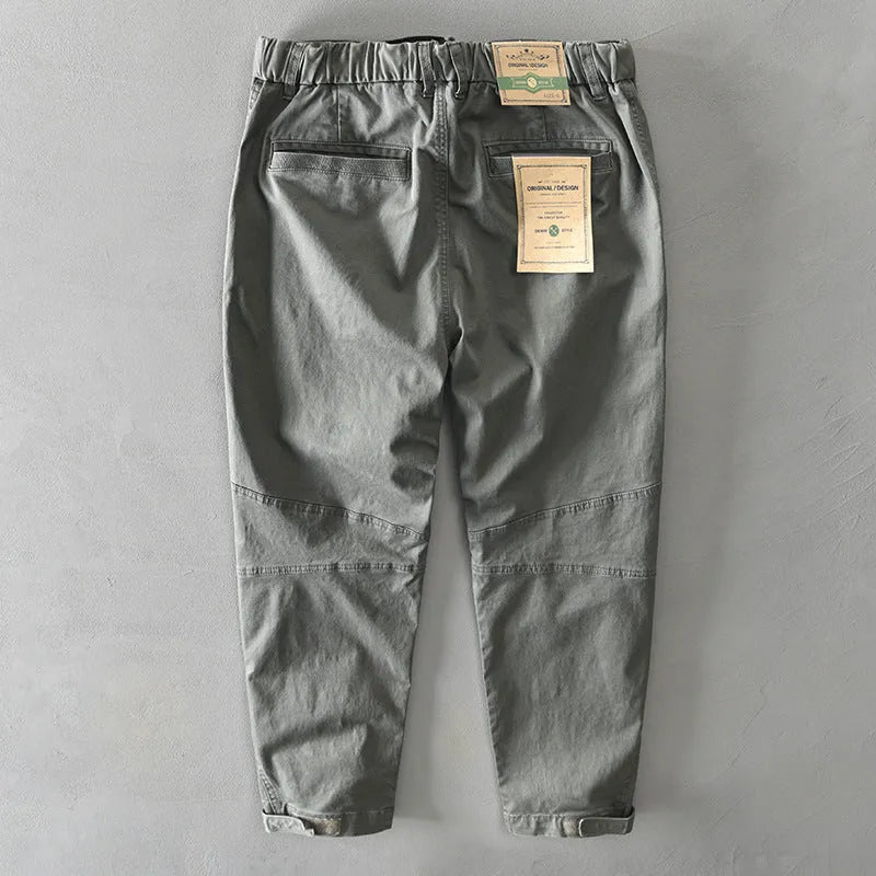 Men's loose fit cotton overalls in four colours with micro-elastic fabric and Asian sizing