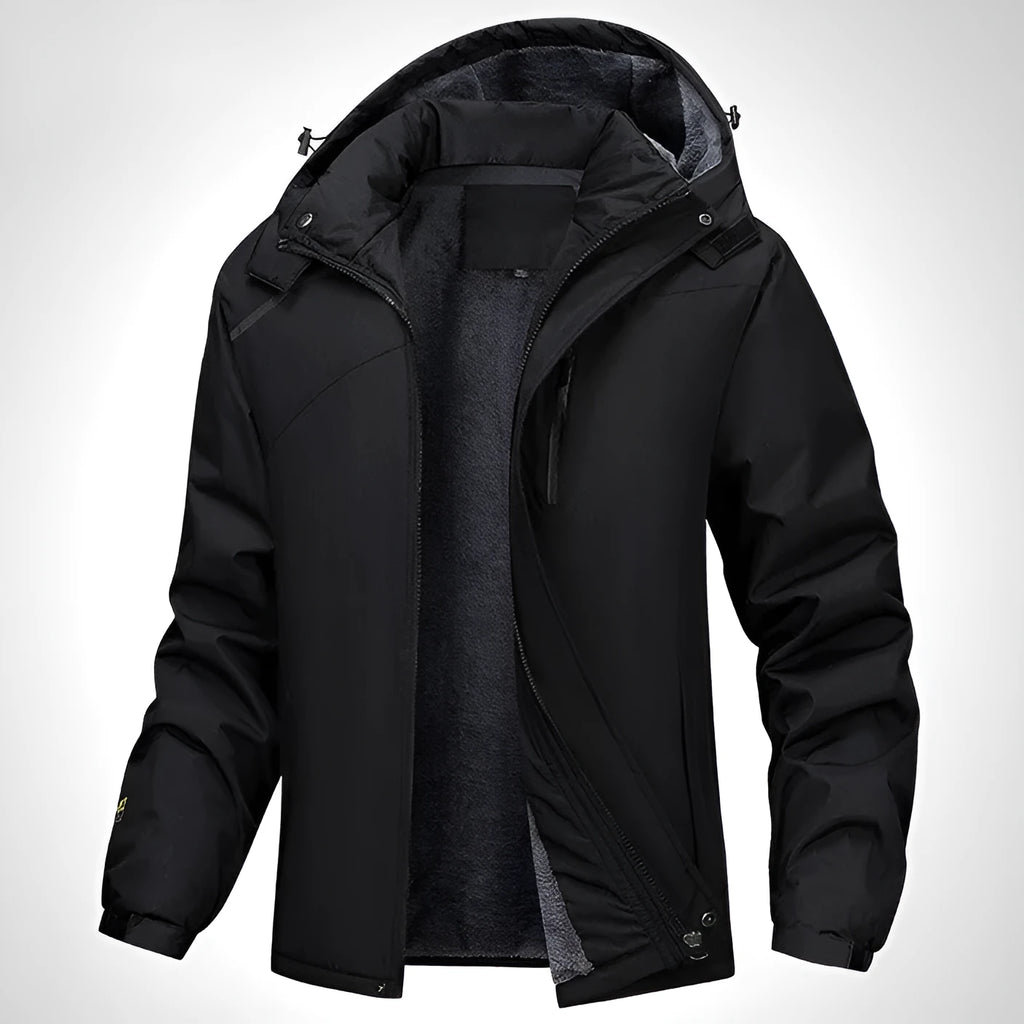 Men's plus size waterproof hooded coat in army green, black, dark grey or white colours