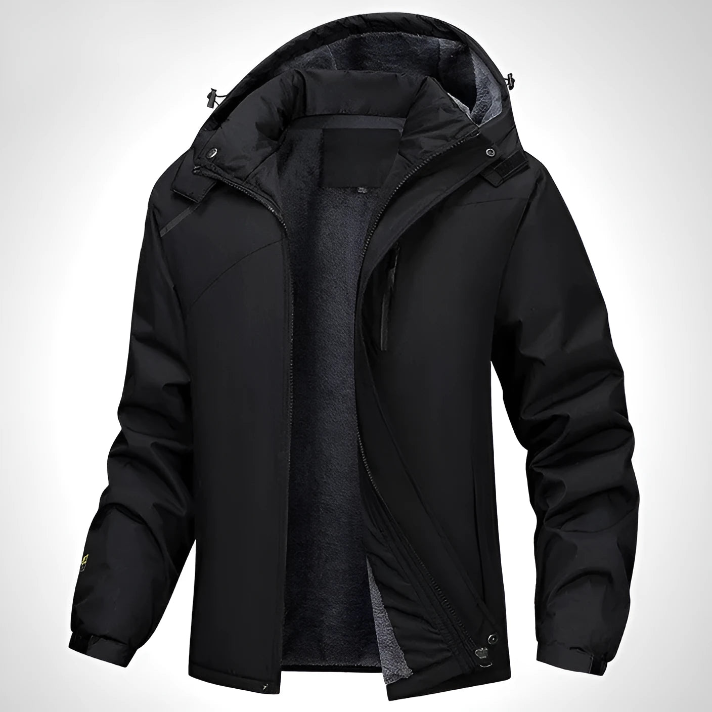 Men's plus size waterproof hooded coat in army green, black, dark grey or white colours