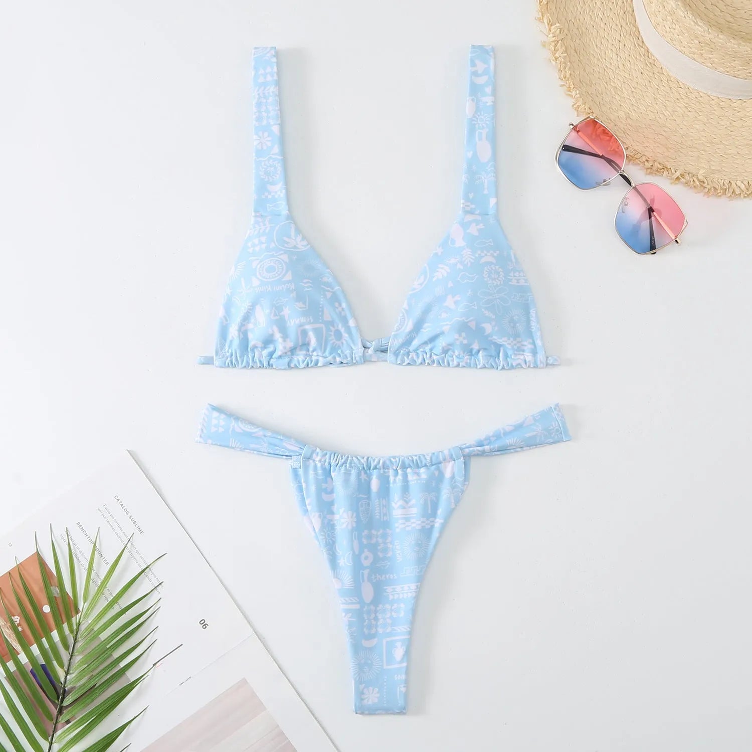 Women's floral print bikini swimsuit in polyester available in multiple colours and sizes