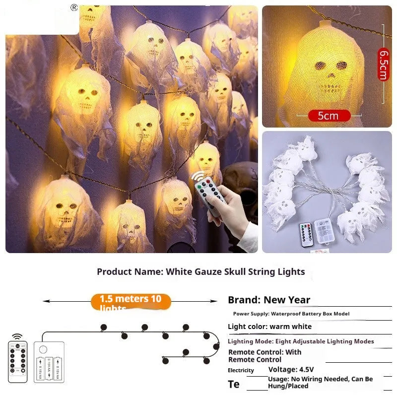 Halloween battery-powered coloured LED string lights for indoor wall decoration in 1.5m or 2.5m lengths