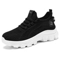 Women's white Flyknit sneaker with thick PVC sole and front lace-up design