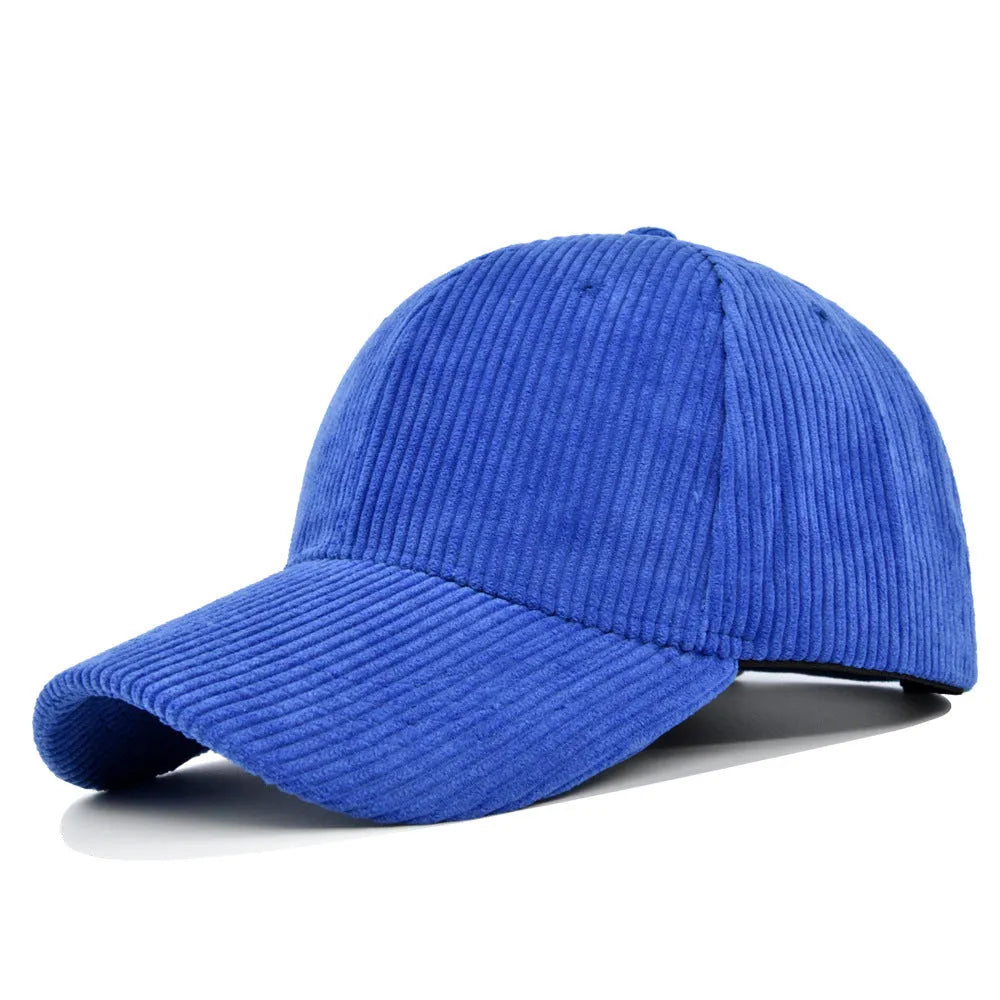 Cotton corduroy peaked cap for men with flat brim in black colour