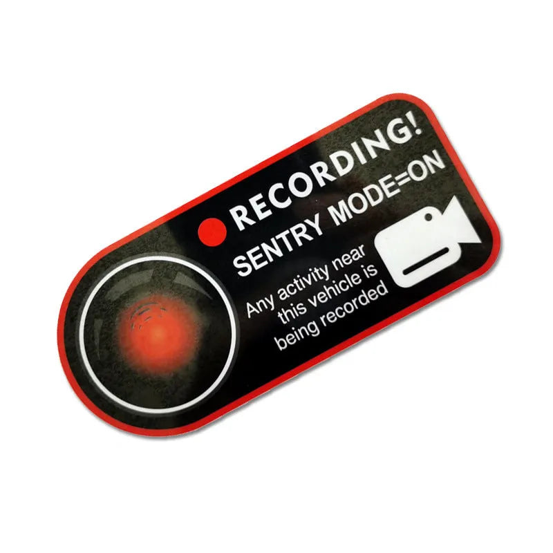 Tesla Sentinel Mode warning stickers PVC electrostatic vinyl 11x5cm English version