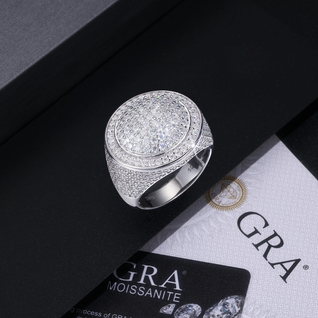 The King Of Hip-hop men's ring set with moissanite stone S925 silver platinum plating gift box